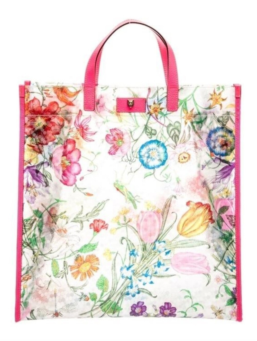 .🌸 AUTHENTIC Gucci Flora Print Pink Vinyl Tote Bag 🌸